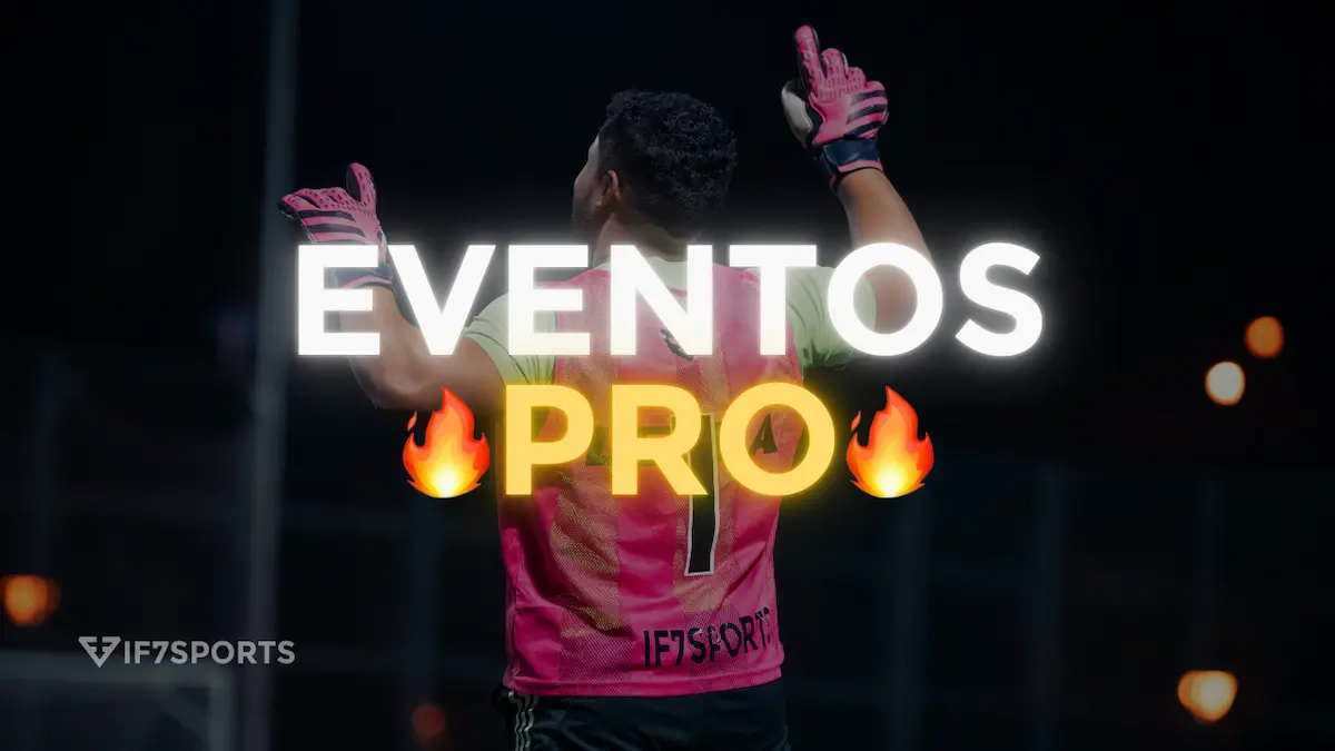 Un gardien de but avec le dos tourné et le texte promotionnel « Pro Events »