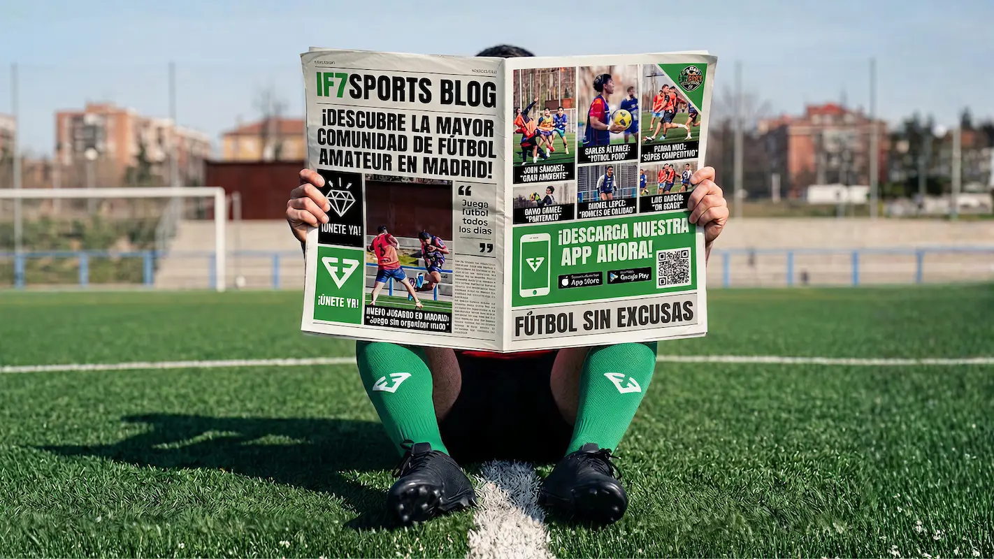 Jugador sentado en un campo leyendo el blog de IF7SPORTS en un periódico