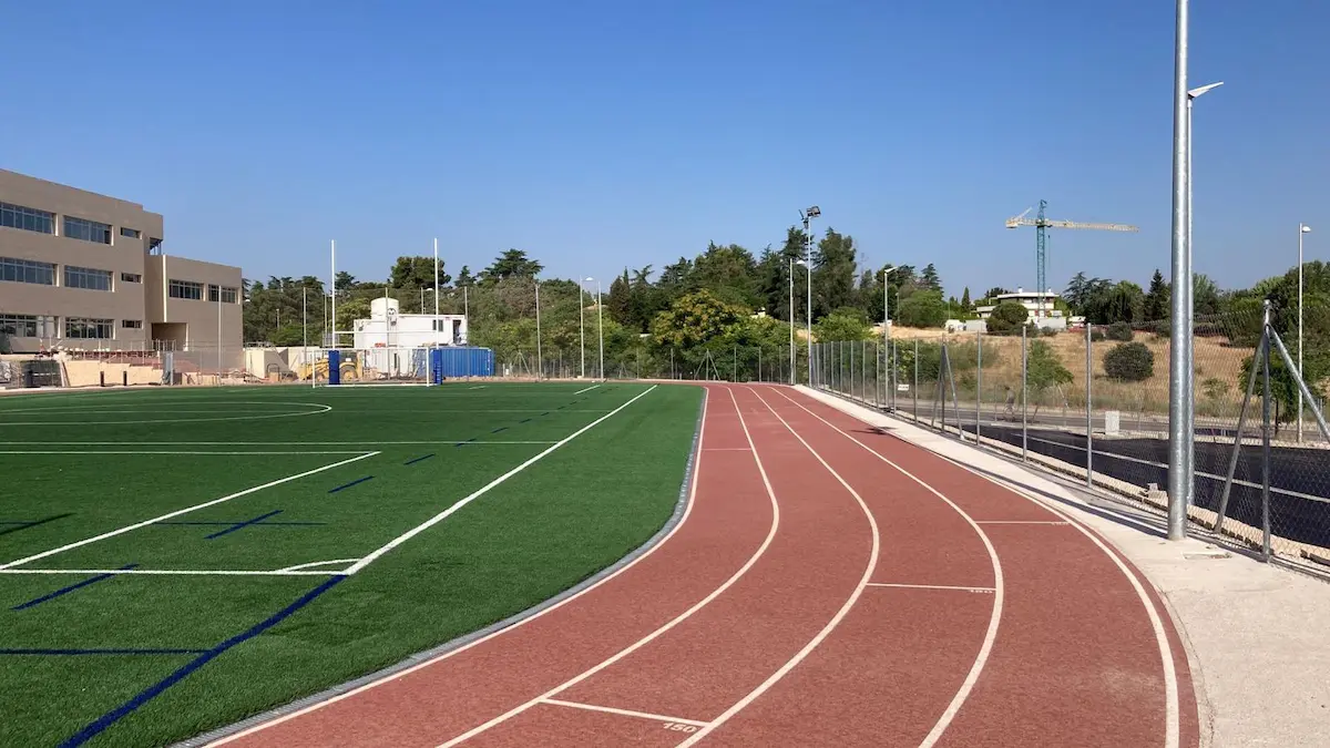 Photograph of the soccer field at Stella Maris College, Moncloa-Aravaca