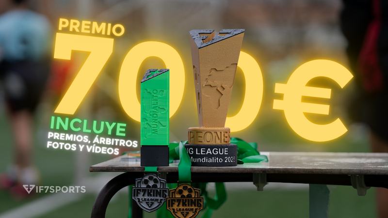 Trofeo de la IF7KING LEAGUE y de MVP sobre el texto