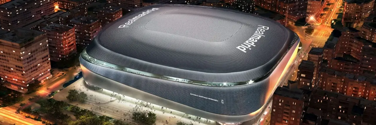 Panorámica del Estadio Santiago Bernabéu, en Madrid, España
